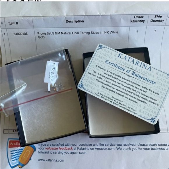 Katarina 5MM Opal Earrings in 14k White Gold - Picture 2 of 3